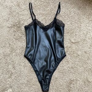 Faux leather bodysuit NWOT